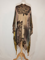 Load image into Gallery viewer, Brown, Beige &amp; Gold Floral V-Wrap
