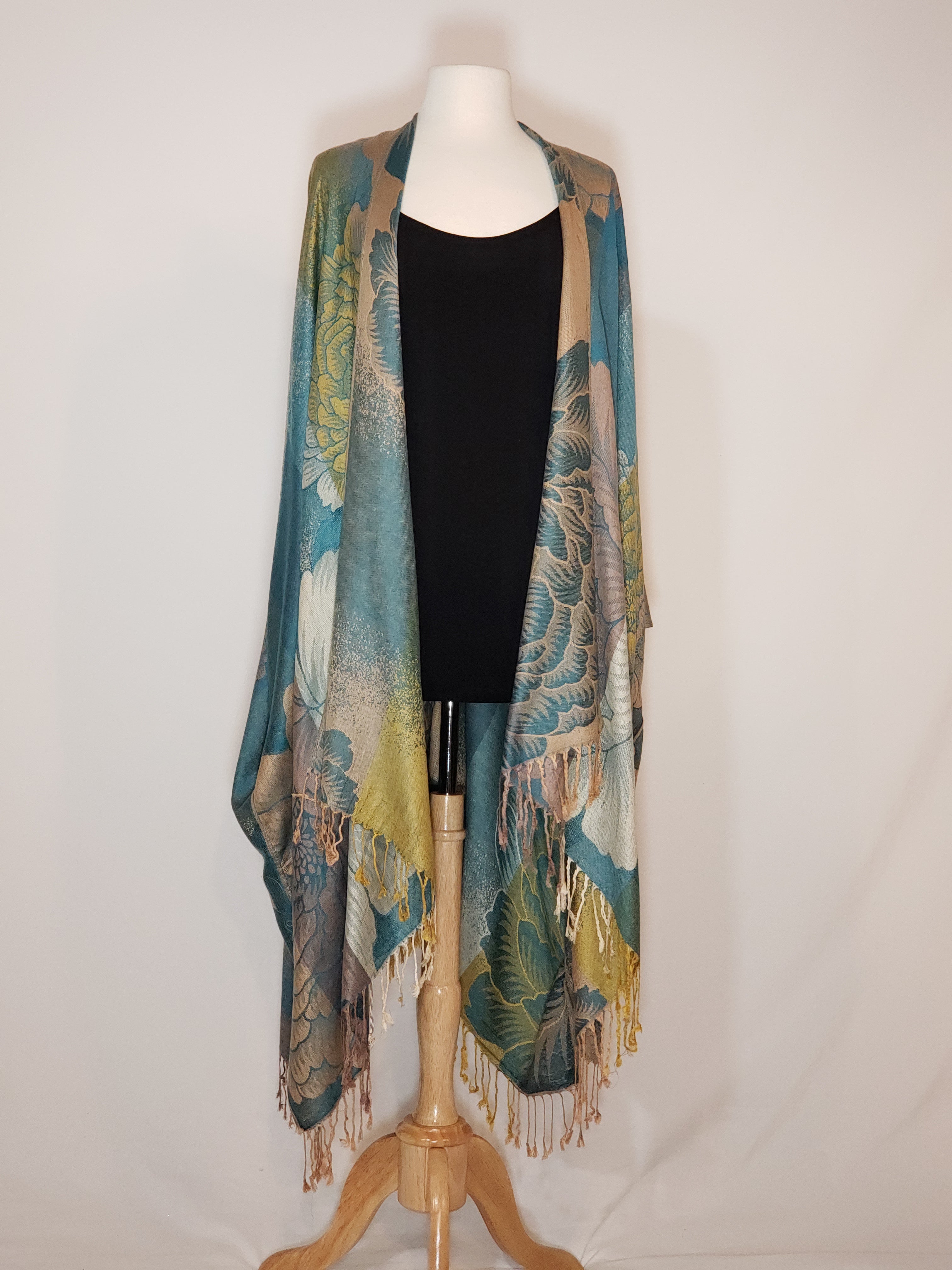 Teal & Gold Floral V-Wrap