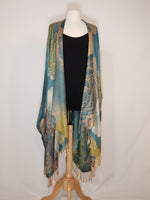 Load image into Gallery viewer, Teal &amp; Gold Floral V-Wrap
