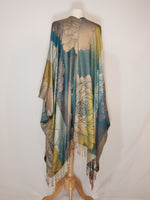 Load image into Gallery viewer, Teal &amp; Gold Floral V-Wrap
