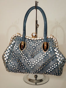 Denim Purse Zig-Zag Stones