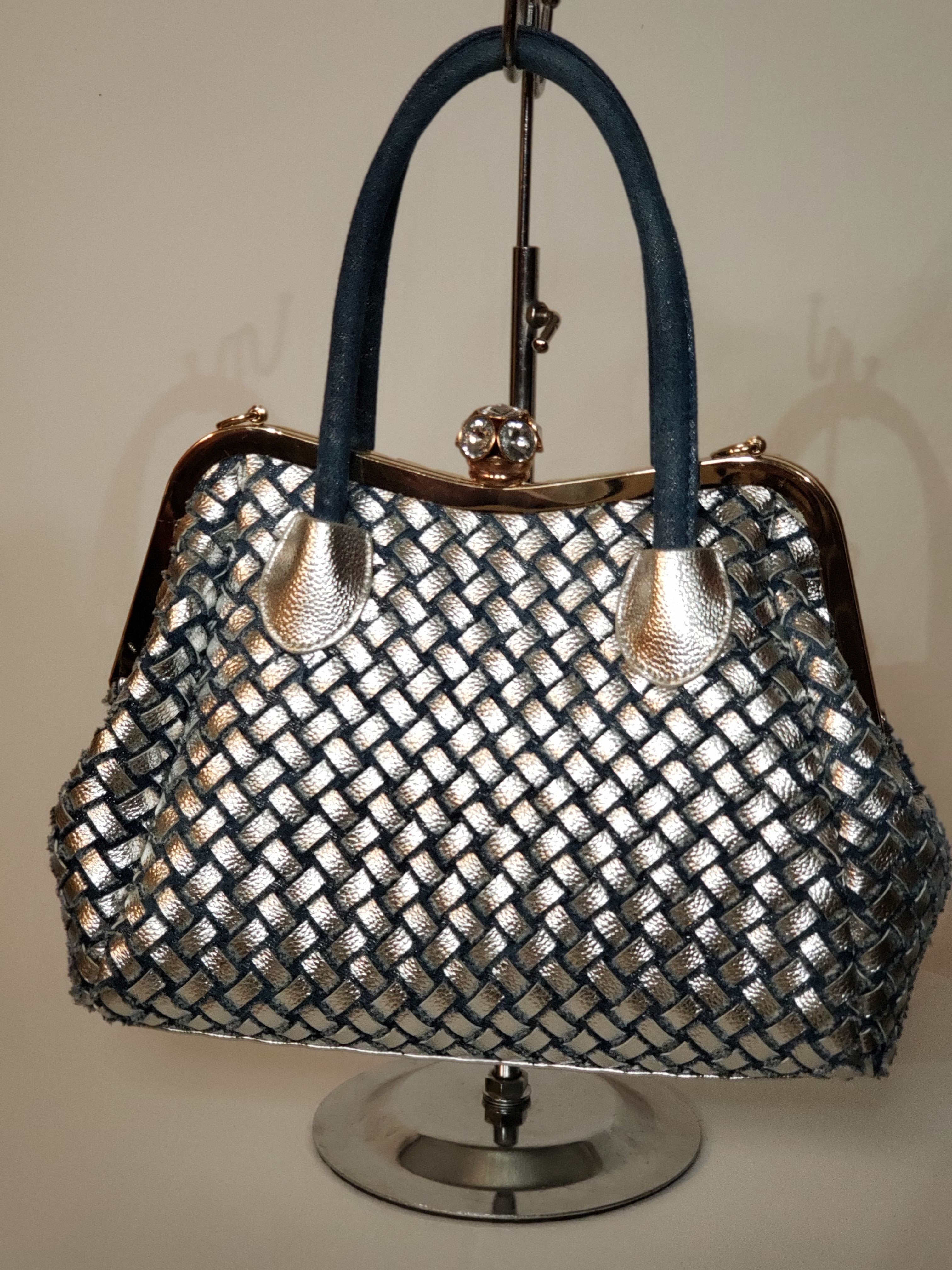 Denim Purse Zig-Zag Stones