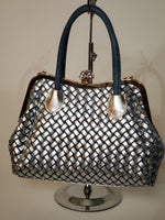 Load image into Gallery viewer, Denim Purse Zig-Zag Stones

