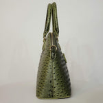 Load image into Gallery viewer, Olive Green Ostrich Vegan Leather Handbag
