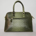 Load image into Gallery viewer, Olive Green Ostrich Vegan Leather Handbag

