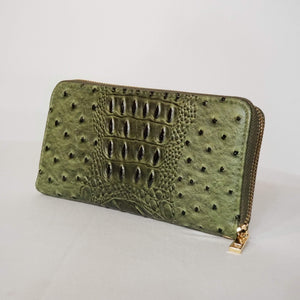 Olive Green Ostrich Vegan Leather Handbag