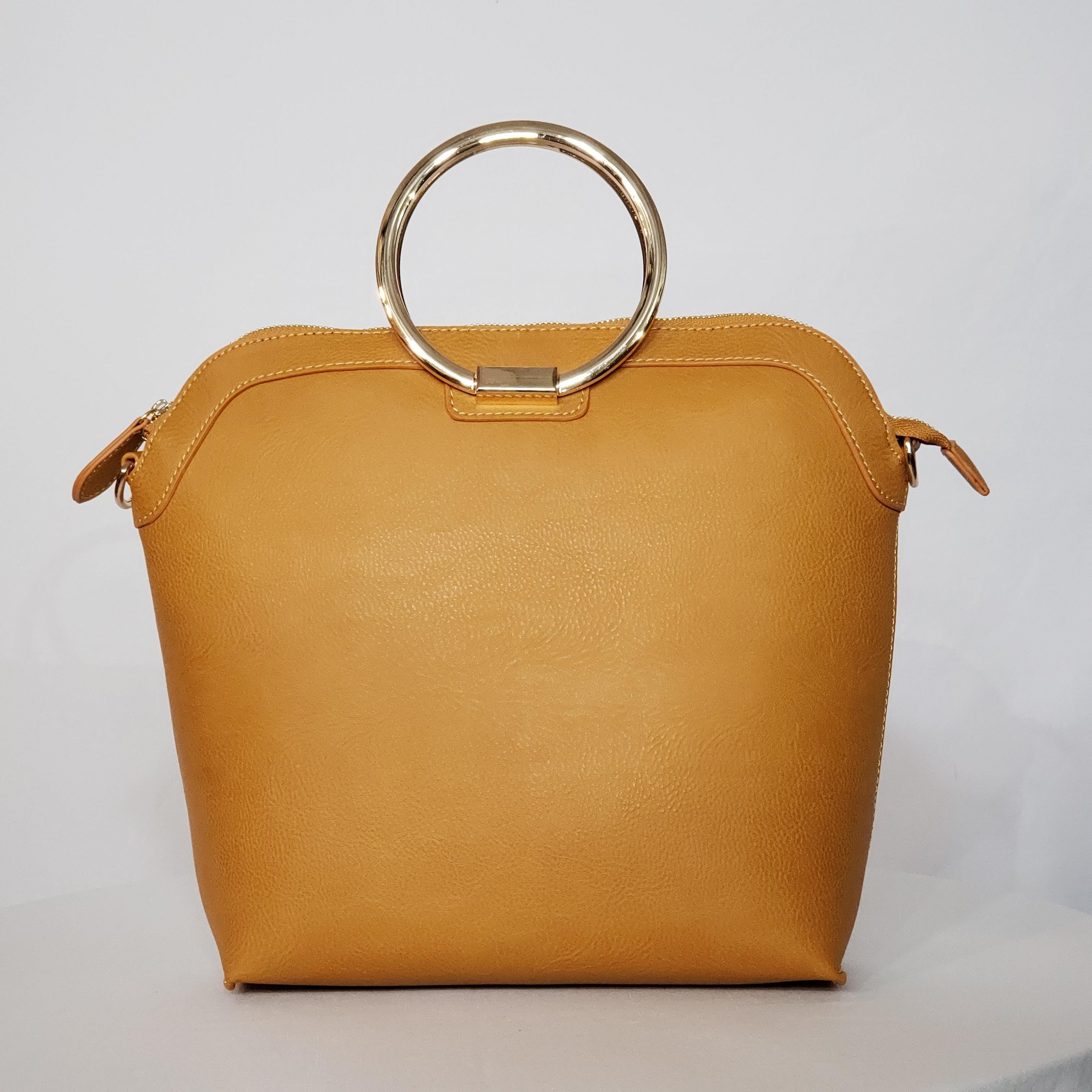 Mustard Vegan Leather Handbag (2 piece set)