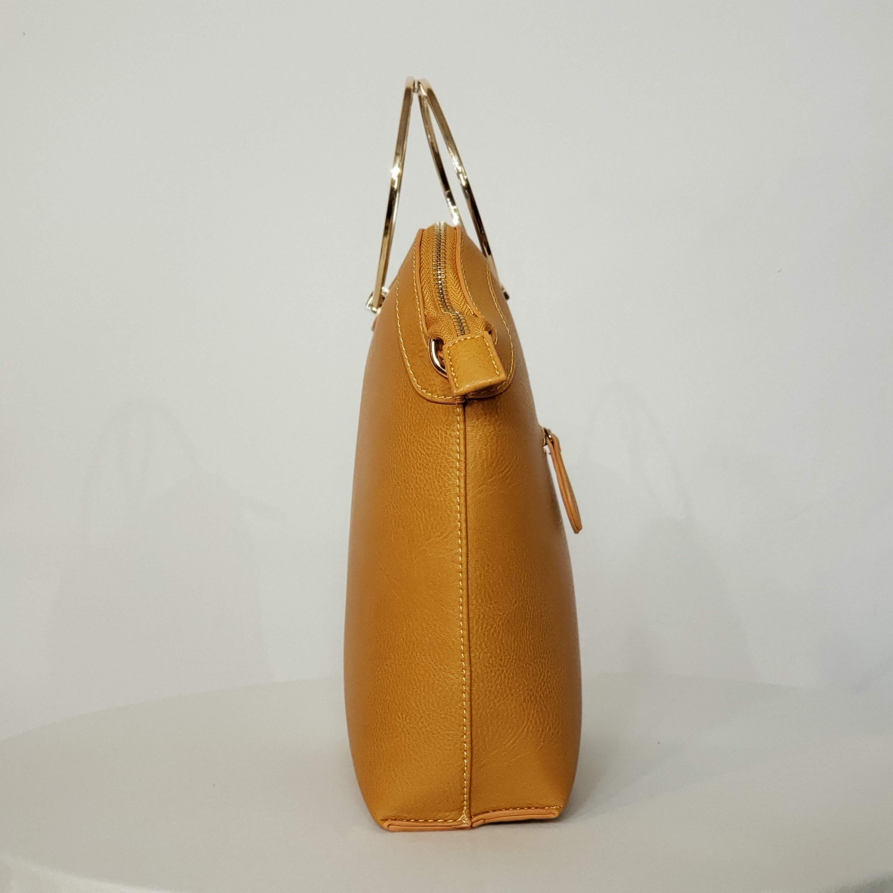 Mustard Vegan Leather Handbag (2 piece set)