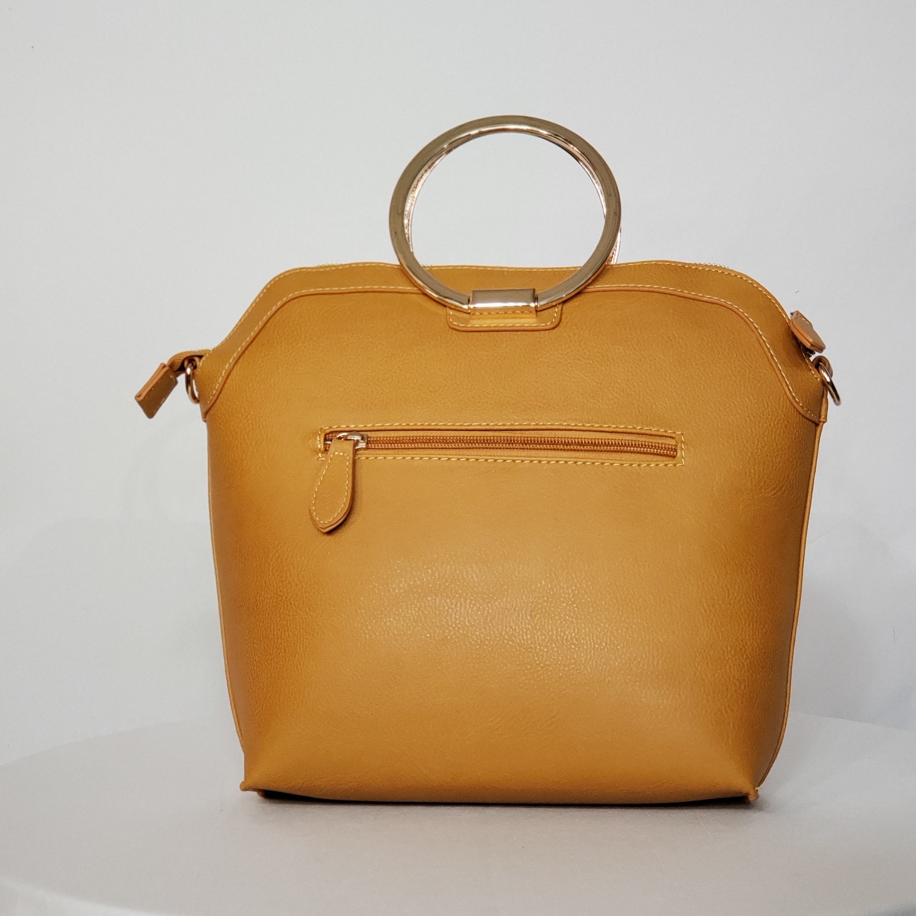 Mustard Vegan Leather Handbag (2 piece set)
