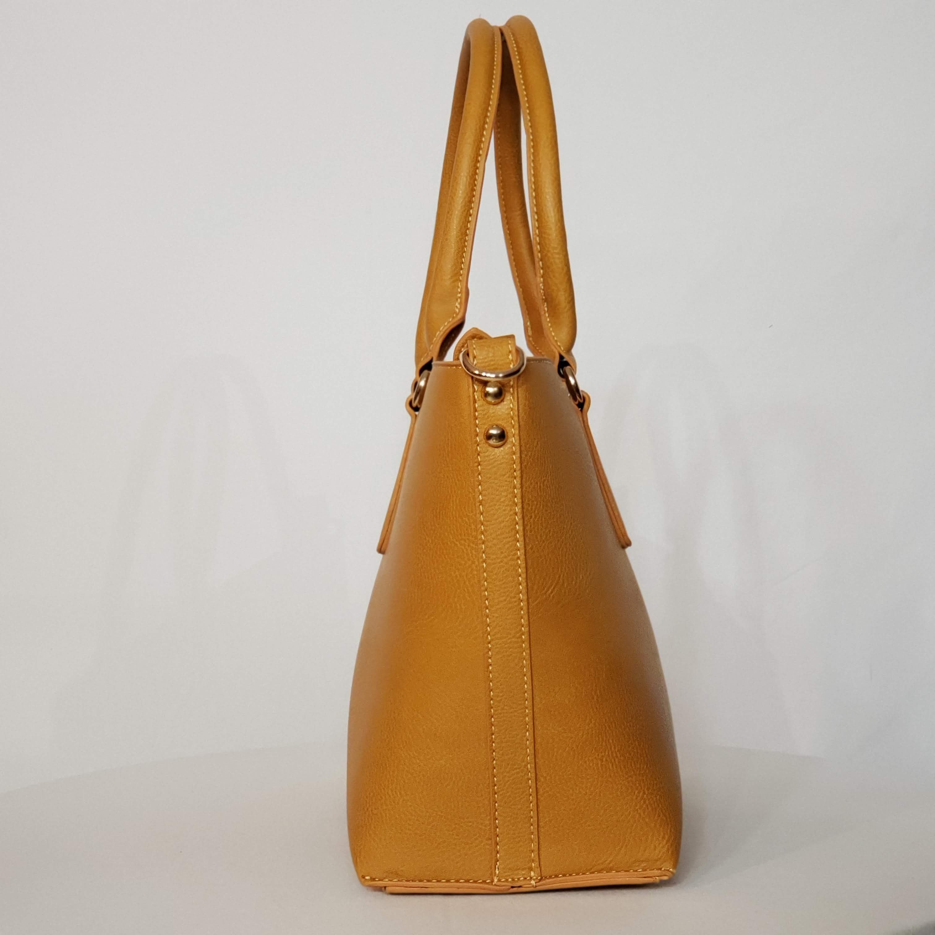 Mustard Vegan Leather Handbag (2 piece set)