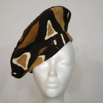 Load image into Gallery viewer, Brown, Beige, Black Mudcloth Beret
