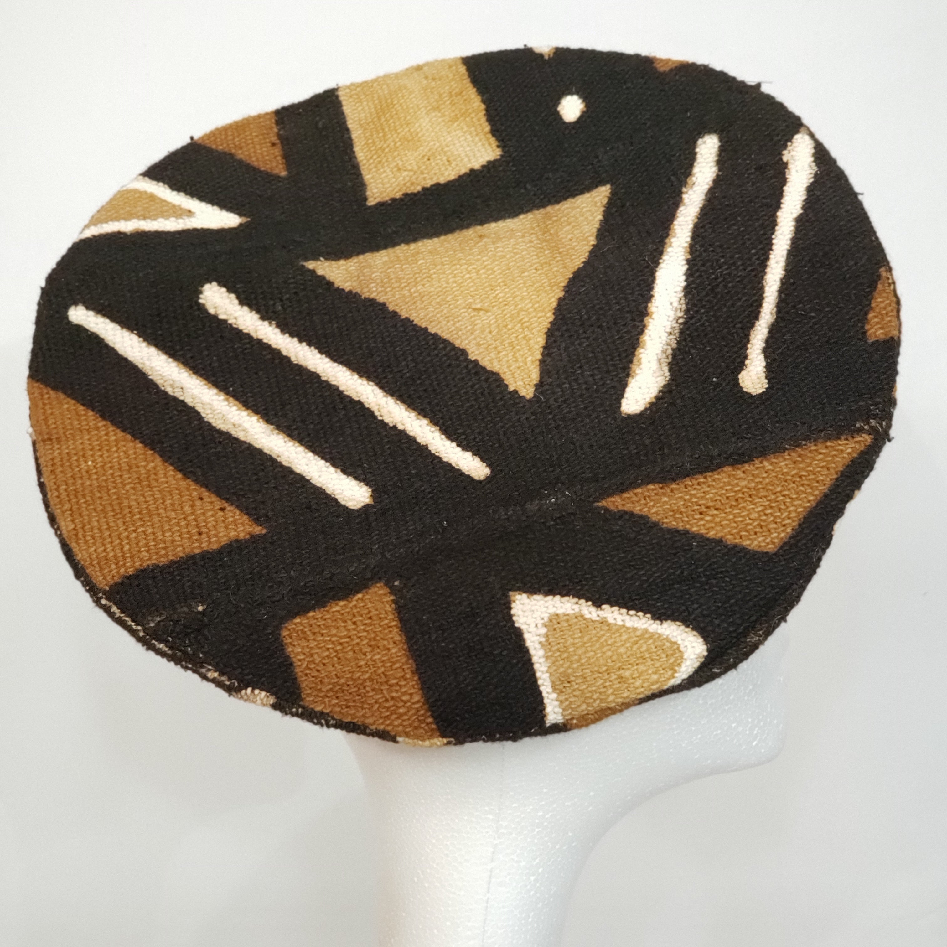 Brown, Beige, Black Mudcloth Beret