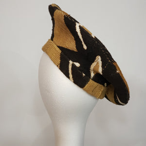 Black & Beige Mudcloth Beret