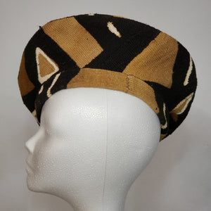 Black & Beige Mudcloth Beret