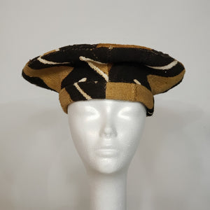 Black & Beige Mudcloth Beret