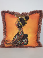 Load image into Gallery viewer, Decorative Pillow- African Woman Carrying Baby
