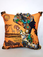 Load image into Gallery viewer, Decorative Pillow- African Woman Rich Orange Multi-Colored Wrap
