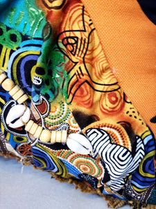 Decorative Pillow- African Woman Rich Orange Multi-Colored Wrap