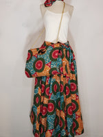 Load image into Gallery viewer, Green, Blue, Red &amp; Mango Colored African Ankara Pant Set
