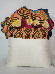 Decorative Pillow- Beautiful Woman Multi-Color Ankara African Bow Head Wrap