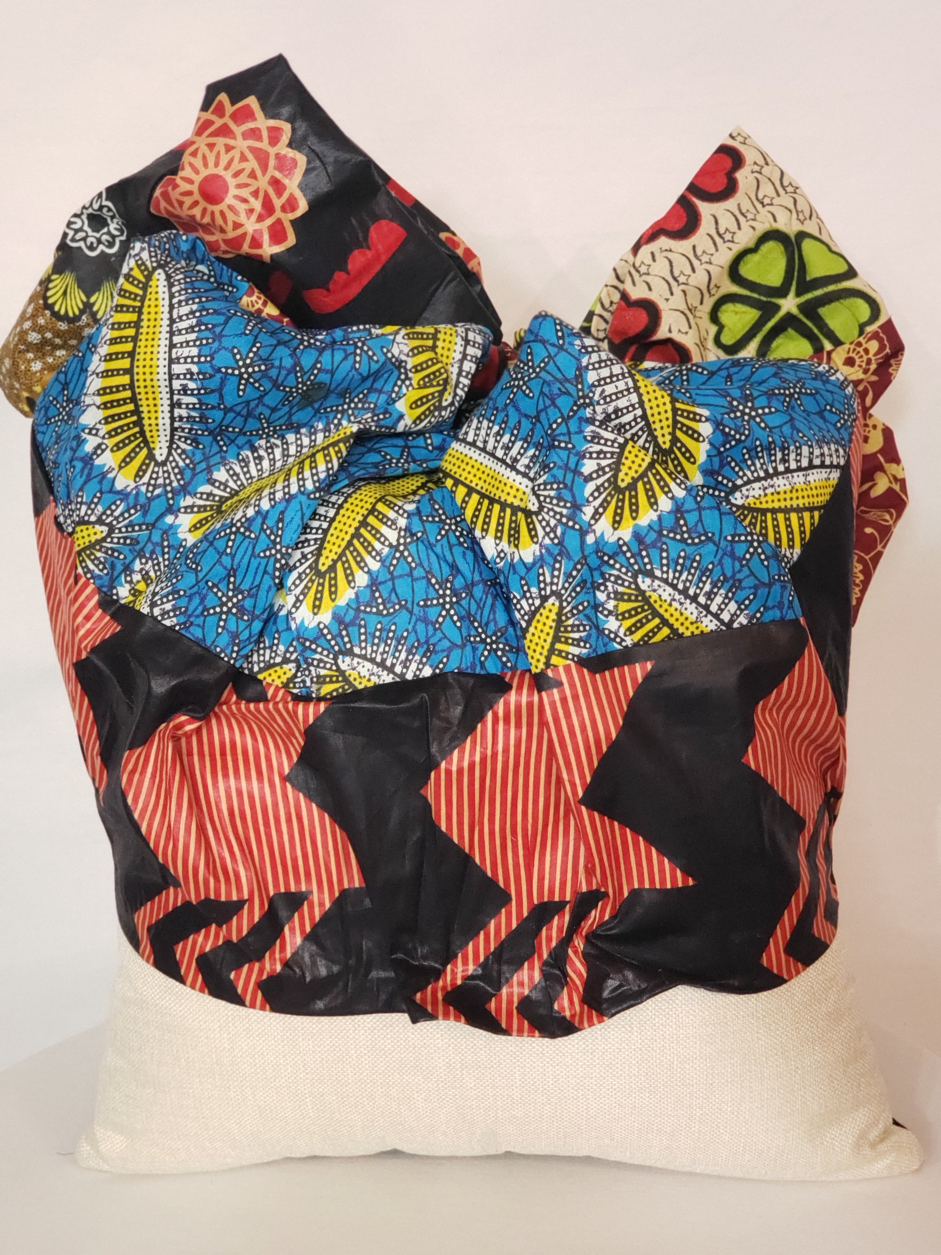 Decorative Pillow- Beautiful Woman Multi-Color Ankara Bow Head Wrap