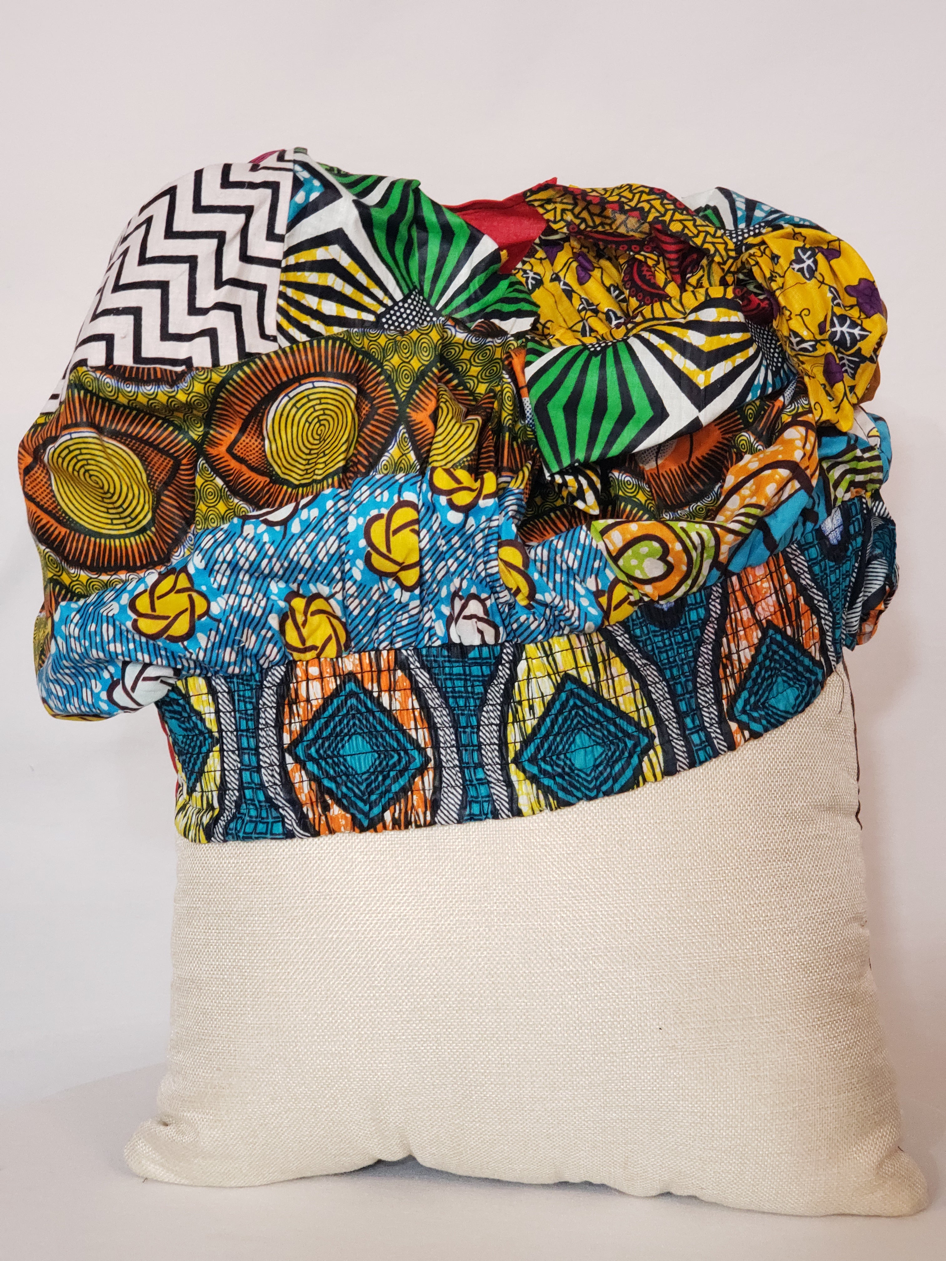 Decorative Pillow- Beautiful Woman Multi-Color Ankara Head Wrap