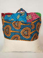 Load image into Gallery viewer, Decorative Pillow- Beautiful Woman Cranberry, Gold &amp; Royal Blue Ankara Head Wrap
