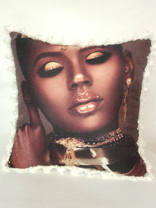 Decorative Pillow- Beautiful Bald Woman With White Trim