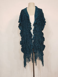 Teal Leopard Knit V-Wrap