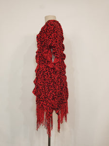 Red Leopard Knit V-Wrap