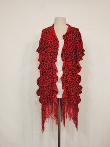 Red Leopard Knit V-Wrap