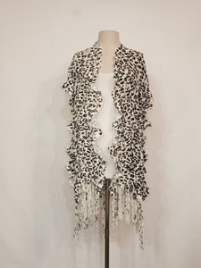 Black & White Leopard Knit V-Wrap