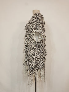 Black & White Leopard Knit V-Wrap