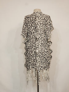 Black & White Leopard Knit V-Wrap