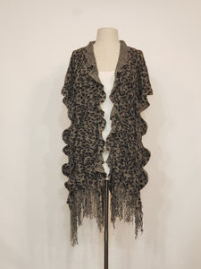Smoke Grey & Black Leopard Knit V-Wrap