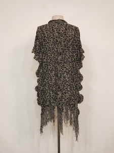 Smoke Grey & Black Leopard Knit V-Wrap