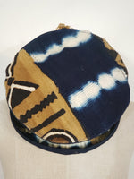 Load image into Gallery viewer, Mudcloth Shortbrim Hat (Navy &amp; Brown)
