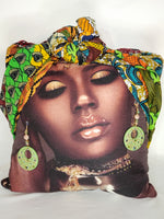 Load image into Gallery viewer, Decorative Pillow- Green Colorful Headwrap Design
