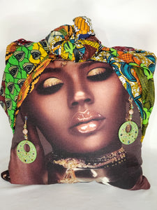 Decorative Pillow- Green Colorful Headwrap Design