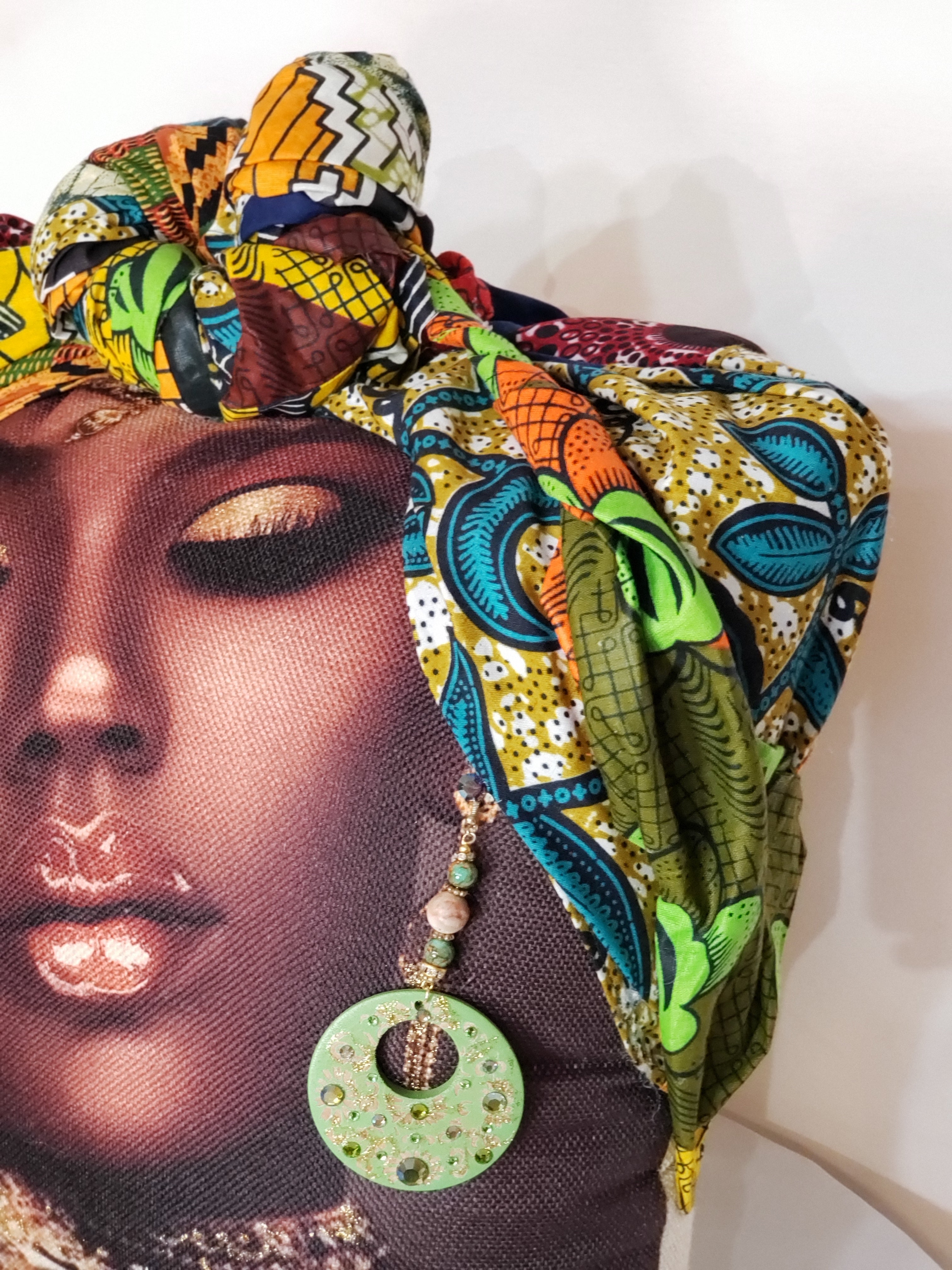 Decorative Pillow- Green Colorful Headwrap Design