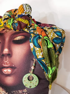Decorative Pillow- Green Colorful Headwrap Design