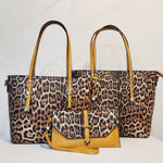 Load image into Gallery viewer, Leopard &amp; Mustard 3-Piece Purse Set
