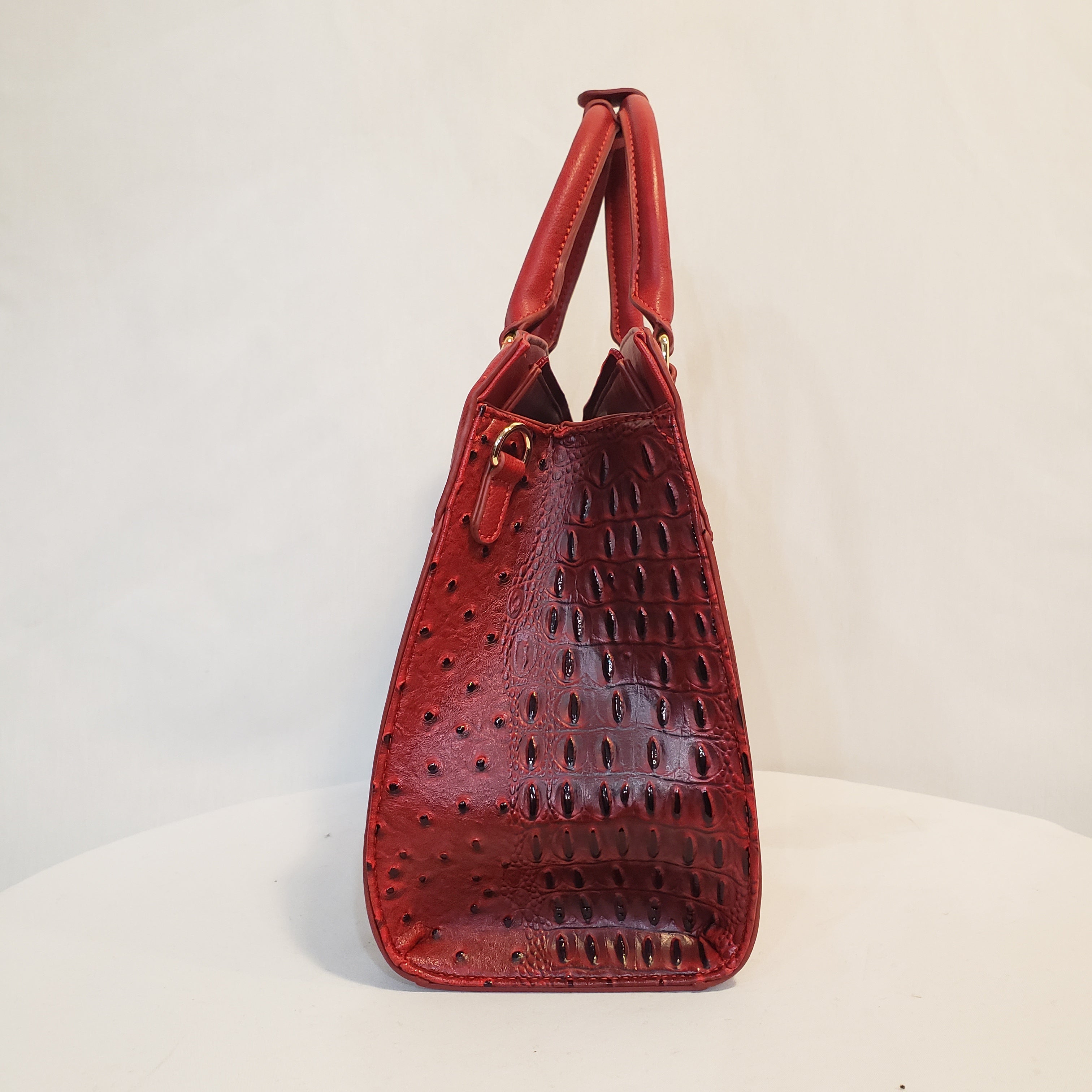 Cranberry Ostrich Vegan Leather Handbag