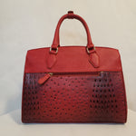 Load image into Gallery viewer, Cranberry Ostrich Vegan Leather Handbag
