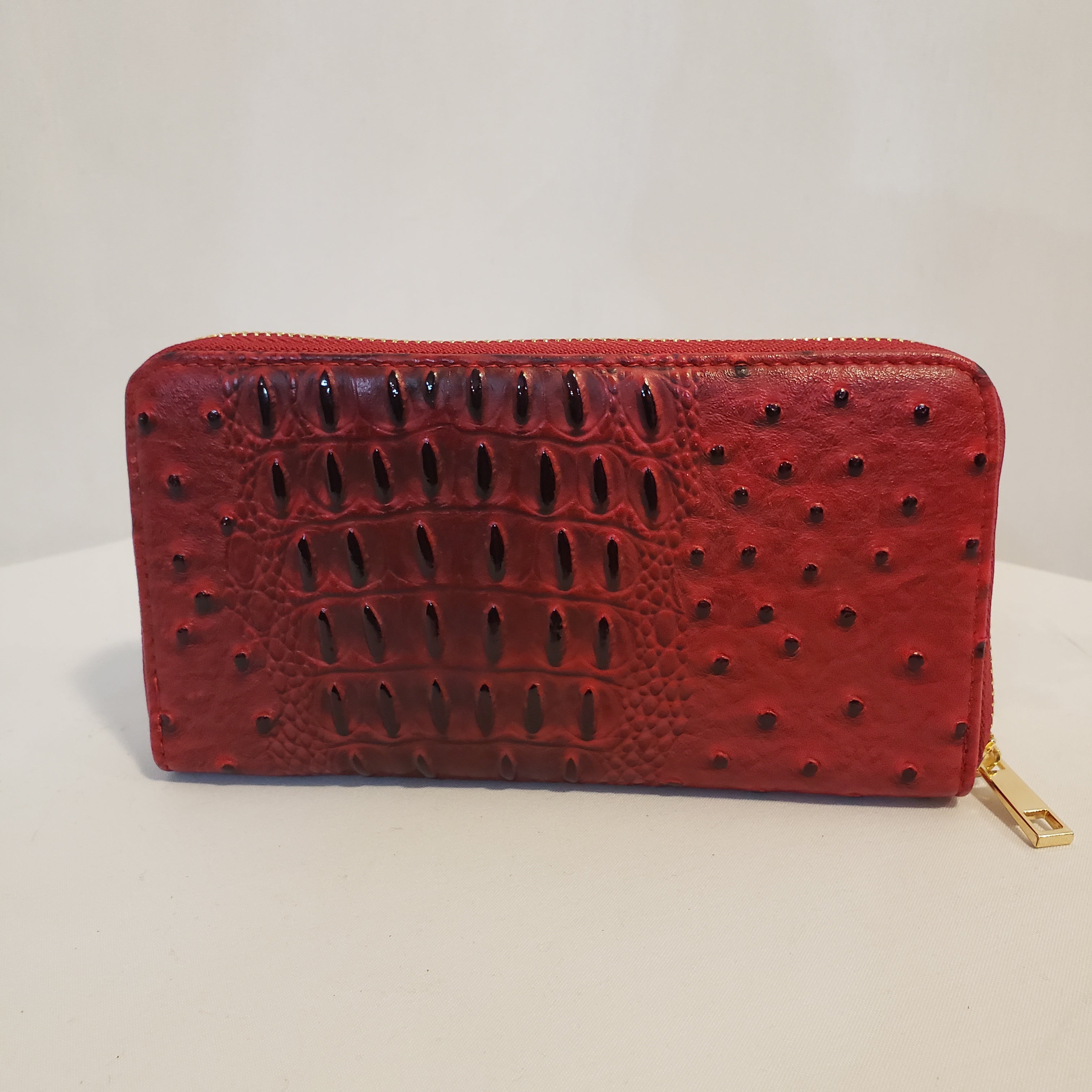 Cranberry Ostrich Vegan Leather Handbag