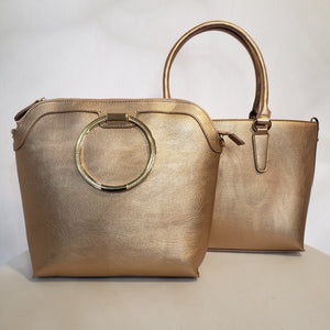 Rose Gold Vegan Leather Handbag (2 piece set)