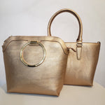 Load image into Gallery viewer, Rose Gold Vegan Leather Handbag (2 piece set)
