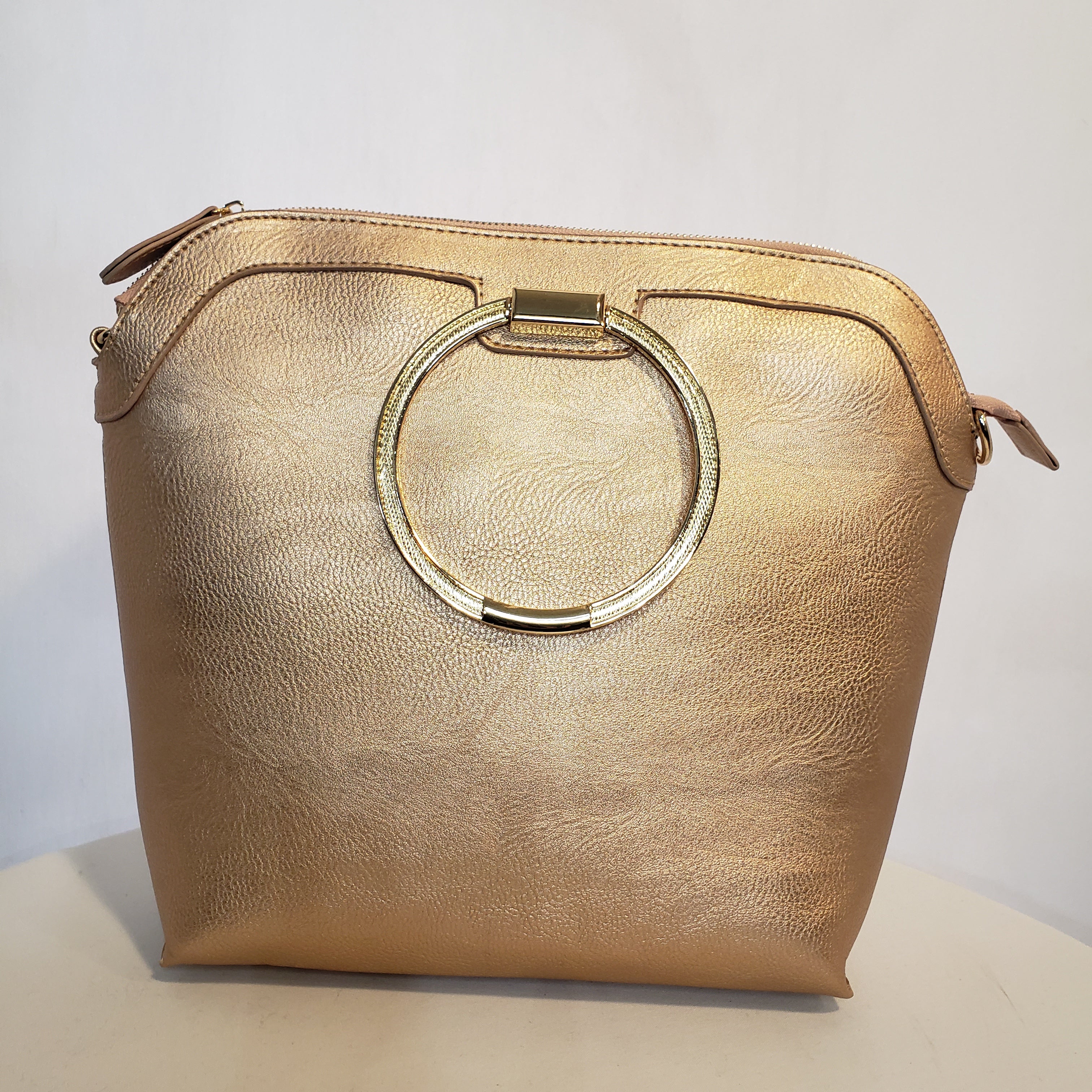 Rose Gold Vegan Leather Handbag (2 piece set)