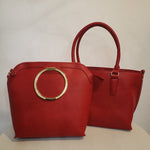 Load image into Gallery viewer, Red Vegan Leather Handbag (2 piece set)
