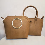Load image into Gallery viewer, 2-piece (Tan) Vegan Leather Handbag Set
